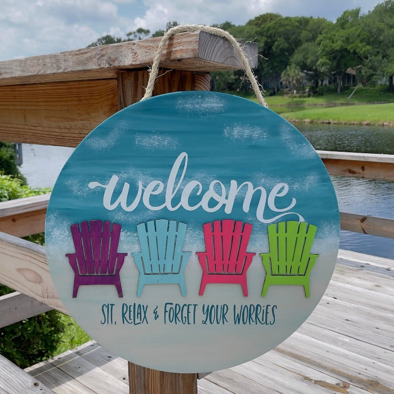 3D Beach Chair Welcome: ROUND DOOR HANGER DESIGN - Paisley Grace Makery