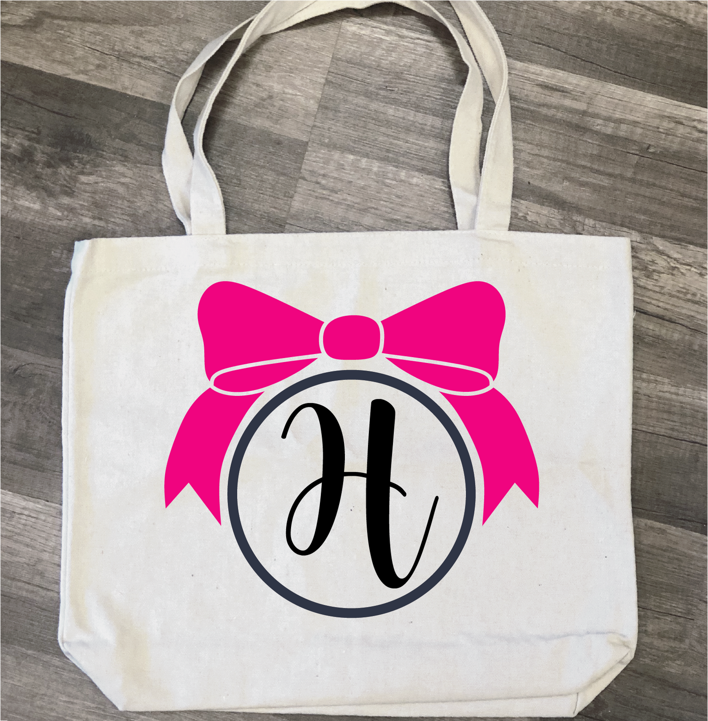Bow with Monogram: Canvas Bag - Paisley Grace Makery