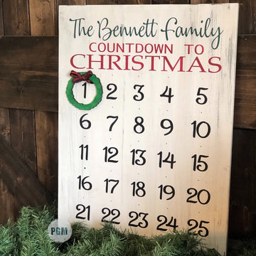 Countdown to Christmas Advent Calendar (Personalized): Signature Design - Paisley Grace Makery