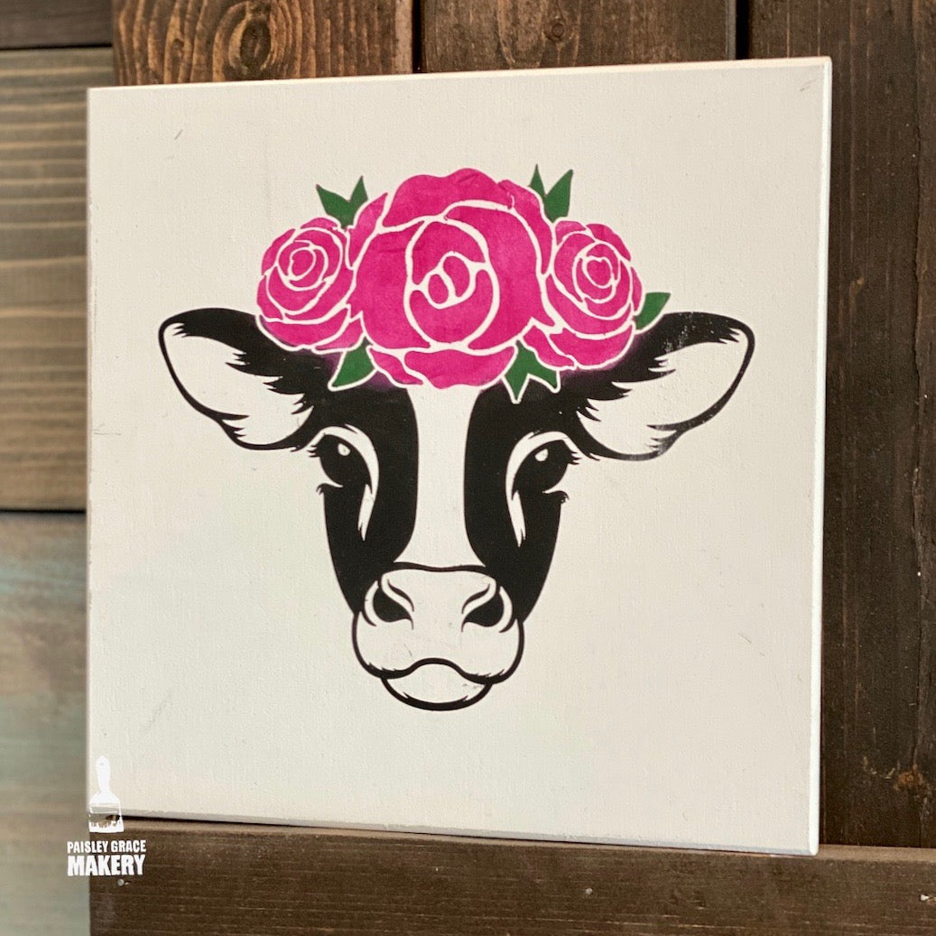 Cow with Flowers: MINI DESIGN - Paisley Grace Makery