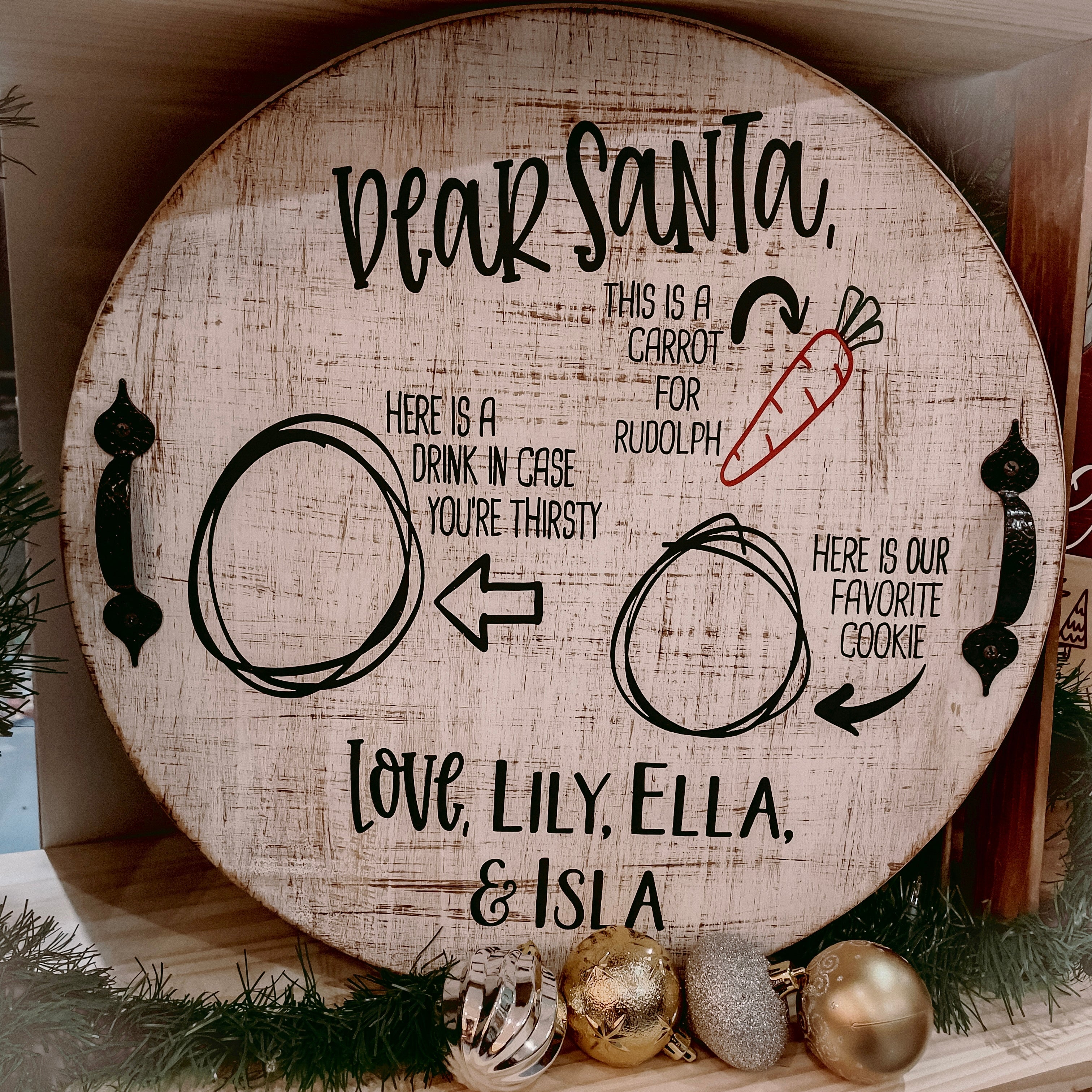 Dear Santa Tray Personalized: ROUND DESIGN - Paisley Grace Makery