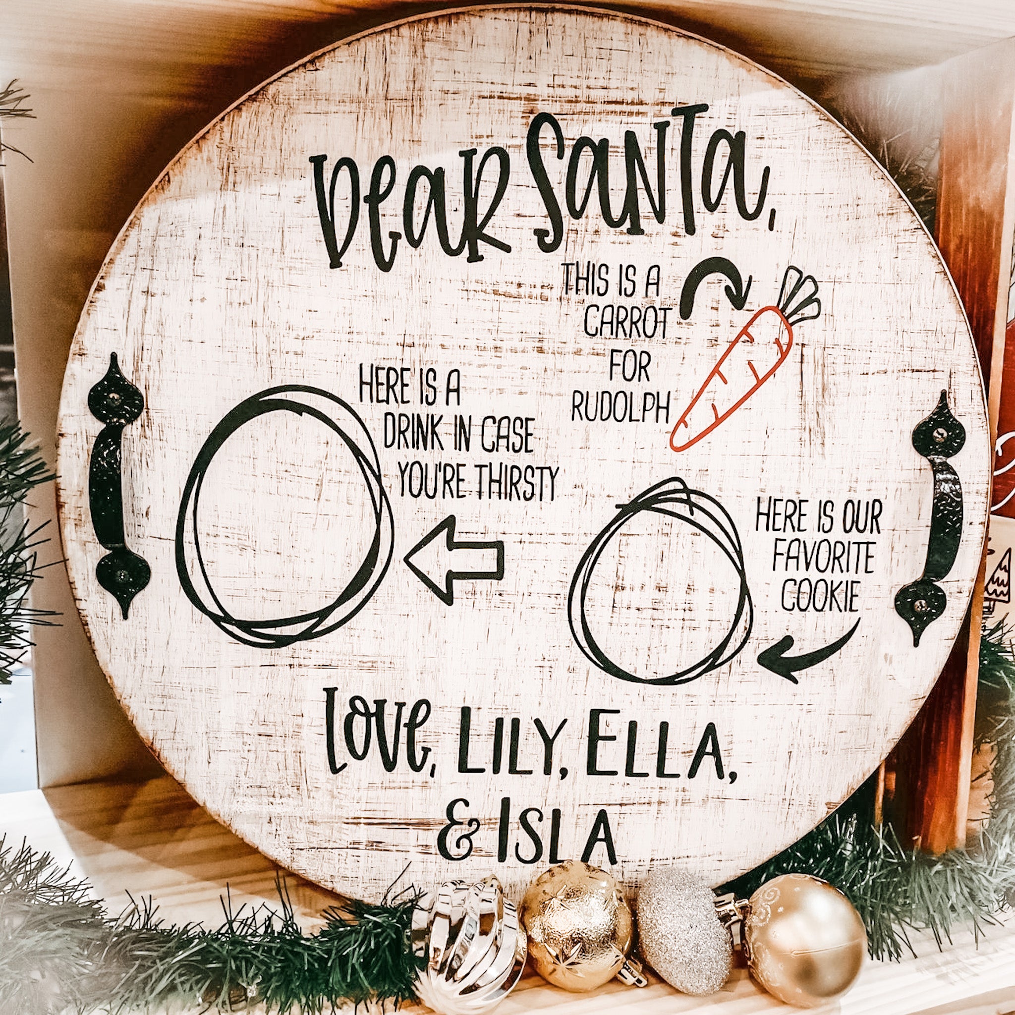 Dear Santa Tray Personalized: ROUND DESIGN - Paisley Grace Makery