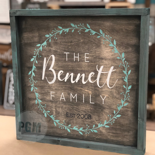 Family Name in Wreath: SQUARE DESIGN - Paisley Grace Makery