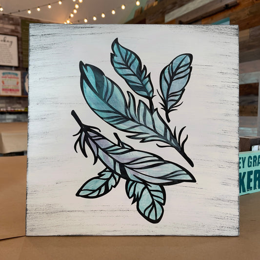 Painted Feathers Square 12x12" - Paisley Grace Makery