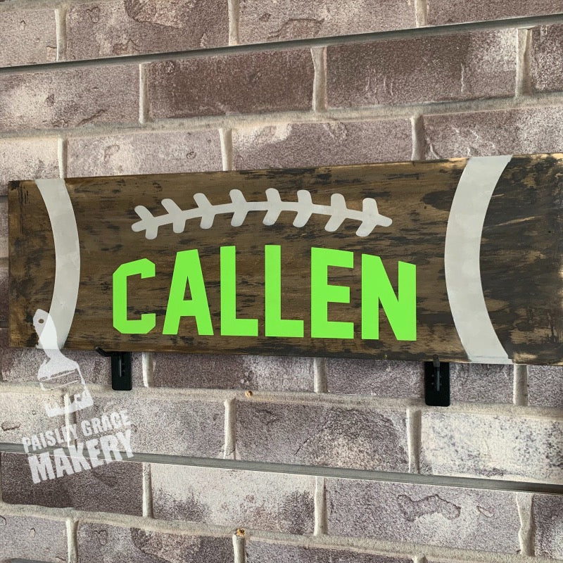 FOOTBALL with NAME: PLANK DESIGN - Paisley Grace Makery