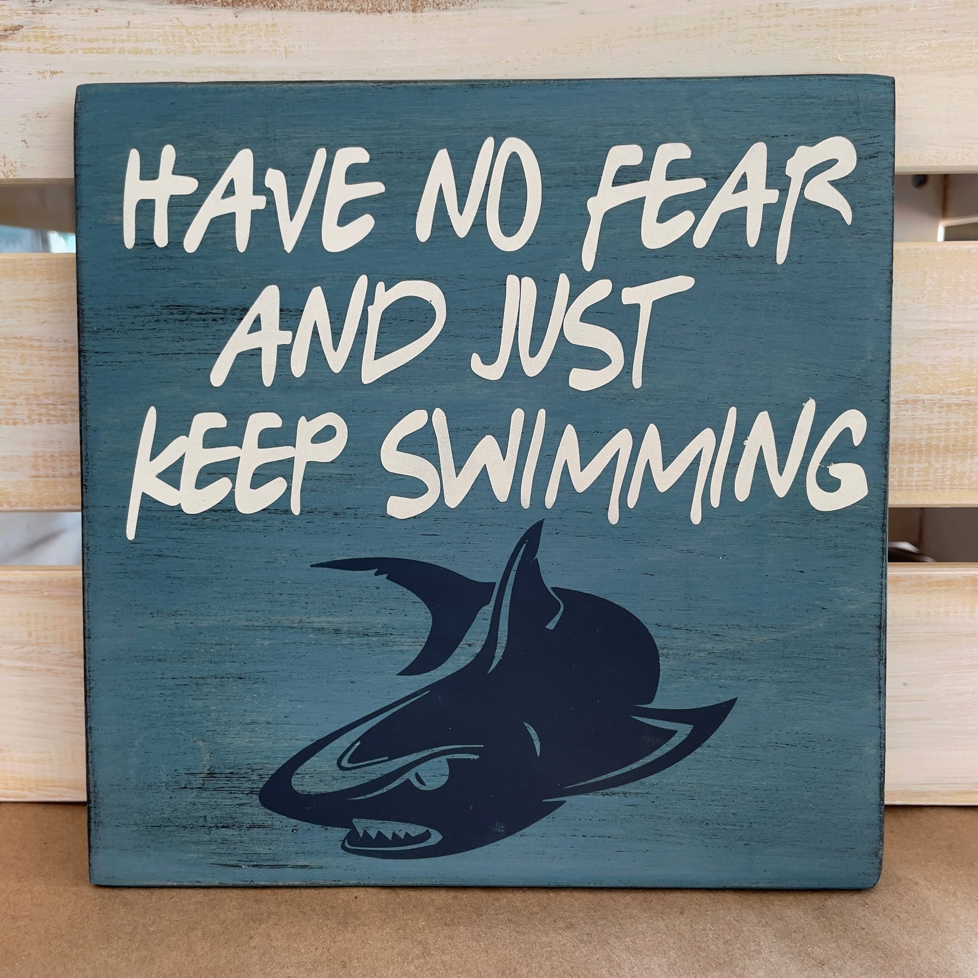 PAINTED - Have No Fear Shark (8X8") - Paisley Grace Makery
