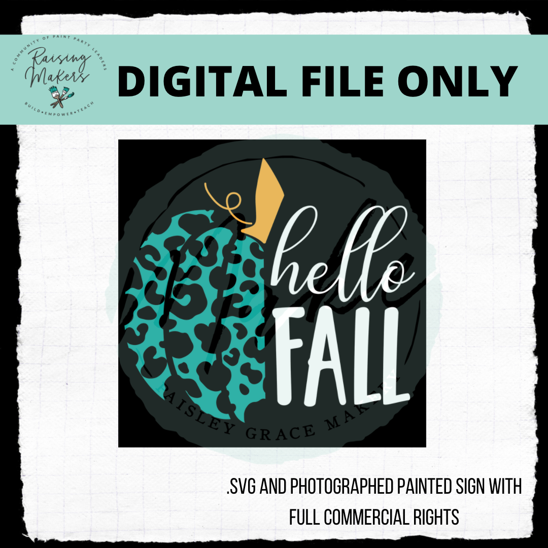 Hello Fall Leopard Pumpkin DIGITAL .SVG FILE - Paisley Grace Makery