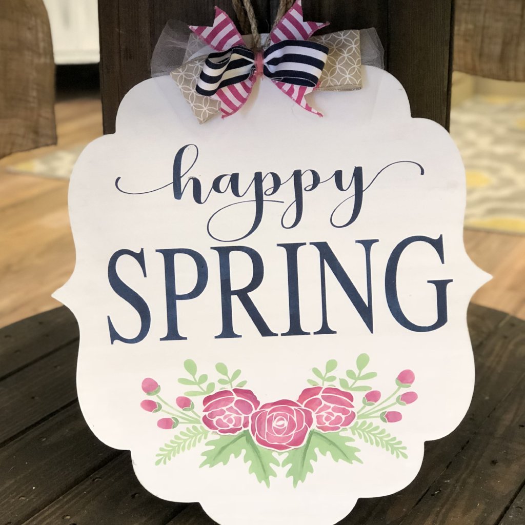 HAPPY SPRING w/ FLOWERS Flourish Bracket: DOOR HANGER DESIGN - Paisley Grace Makery