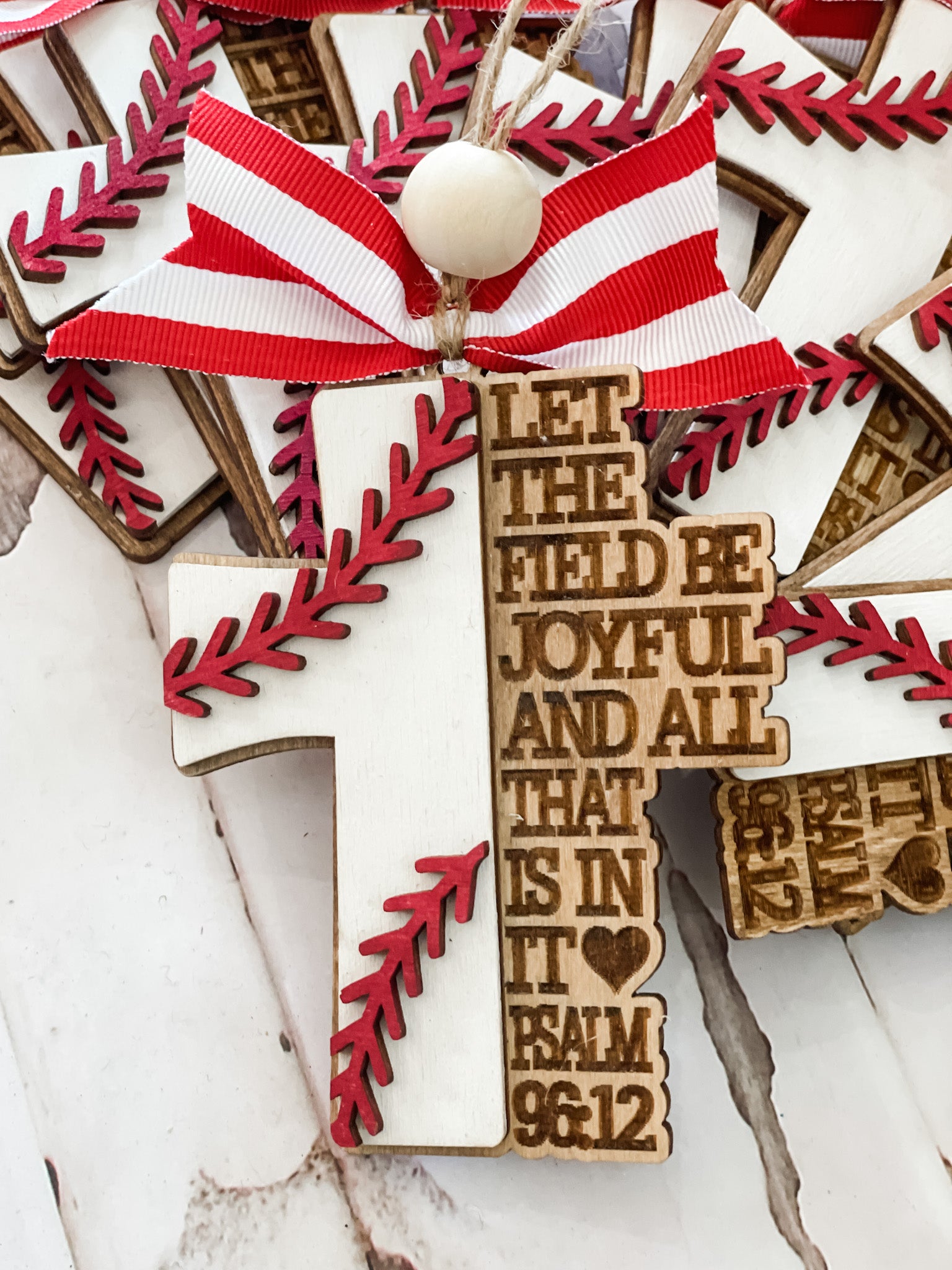 Baseball Psalm 96:12 Ornament/Bag Tag - Paisley Grace Makery