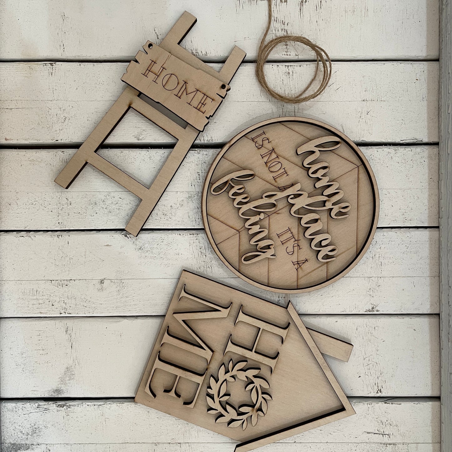 Home is not a place it's a feeling - Laser Cut Tiered Tray Set
