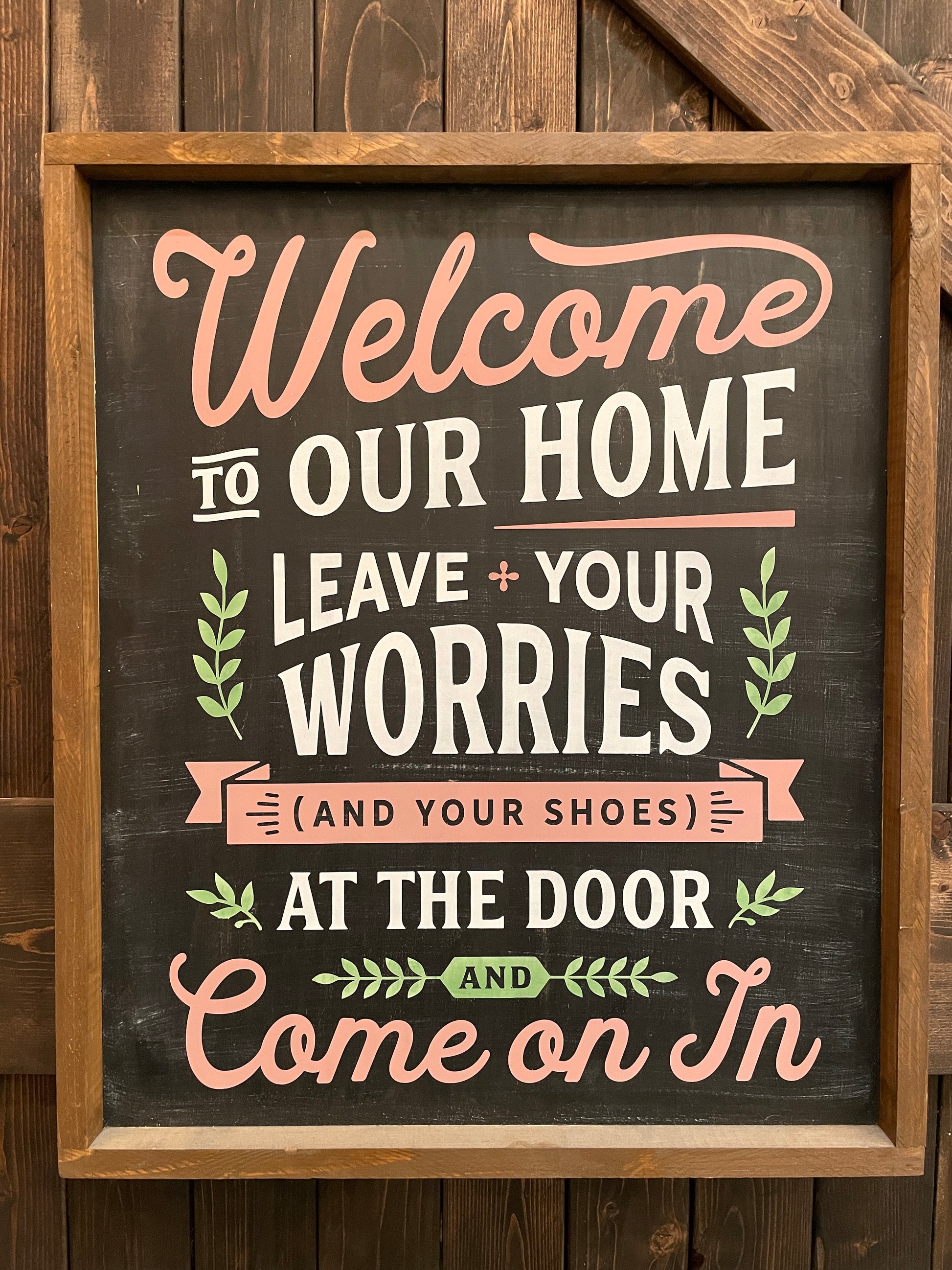PAINTED: Welcome to our Home 20x24 FRAMED - Paisley Grace Makery