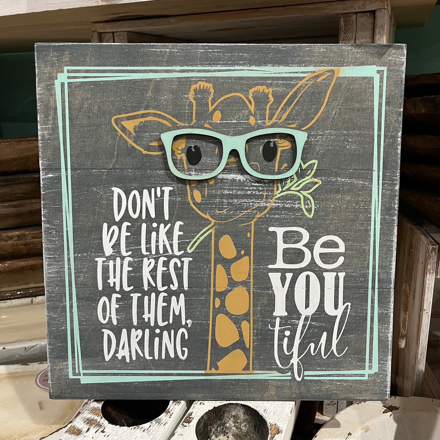 PAINTED - Giraffe With 3D Glasses (12x12) - Paisley Grace Makery
