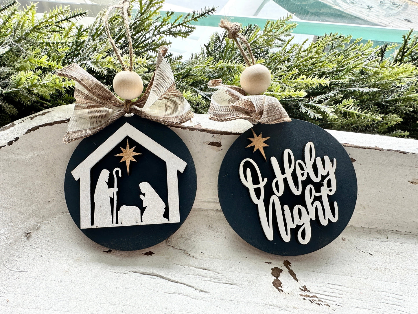 Painted Oh Holy Night and Nativity Scene Ornaments - Paisley Grace Makery