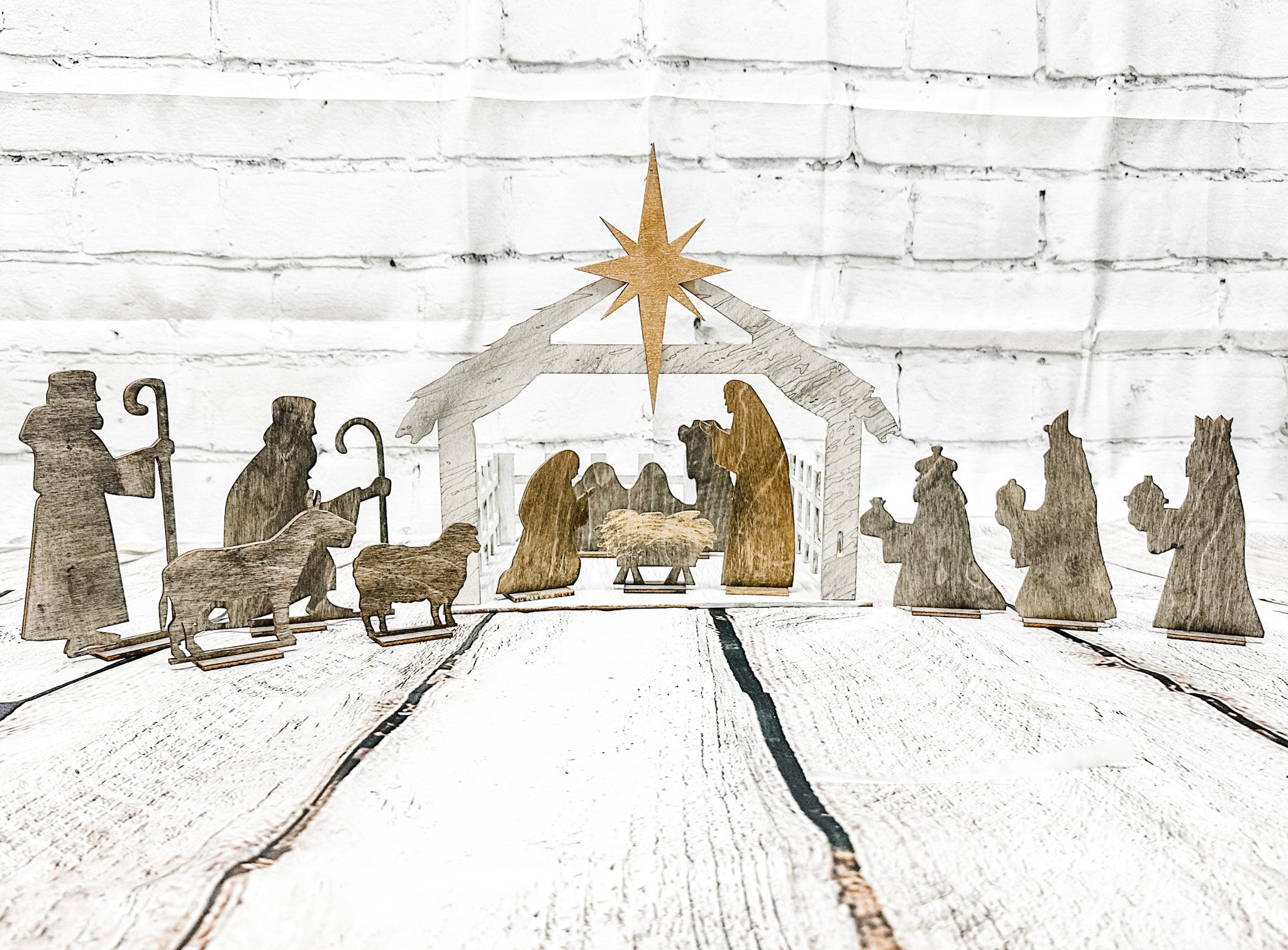 Wood Nativity Set with Stable : Laser Crafts - Paisley Grace Makery