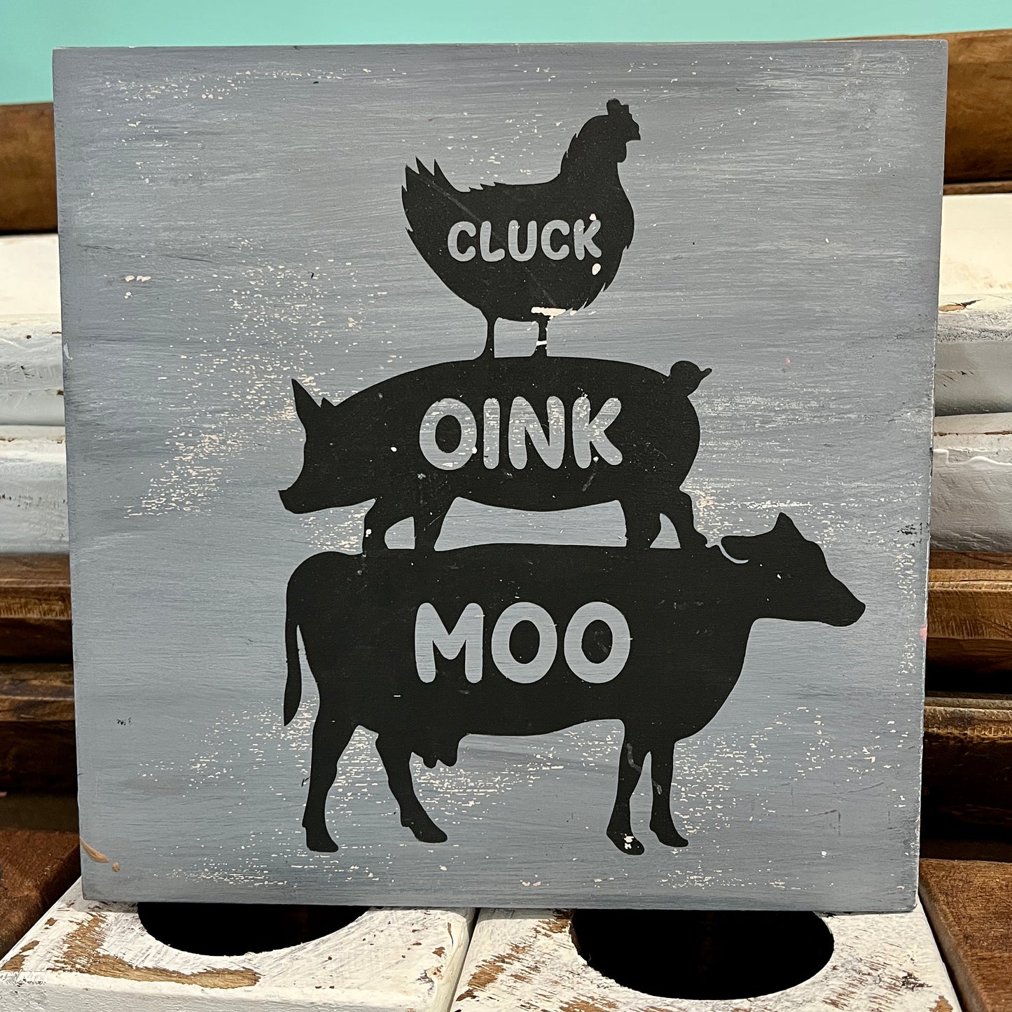 PAINTED - Cluck Oink Moo(8X8") - Paisley Grace Makery