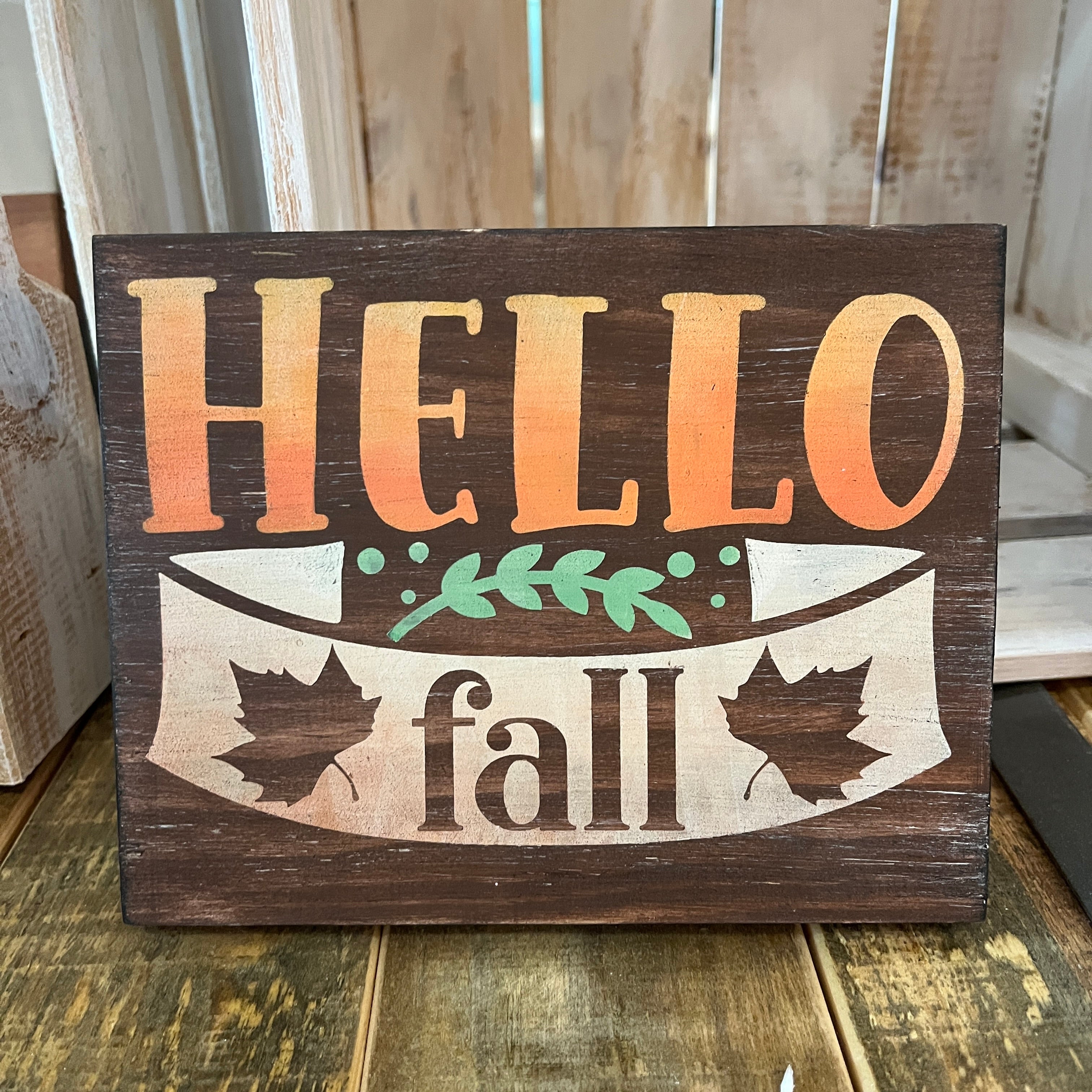 Hello Fall: Shelf Sitter 5x7 Block - Paisley Grace Makery