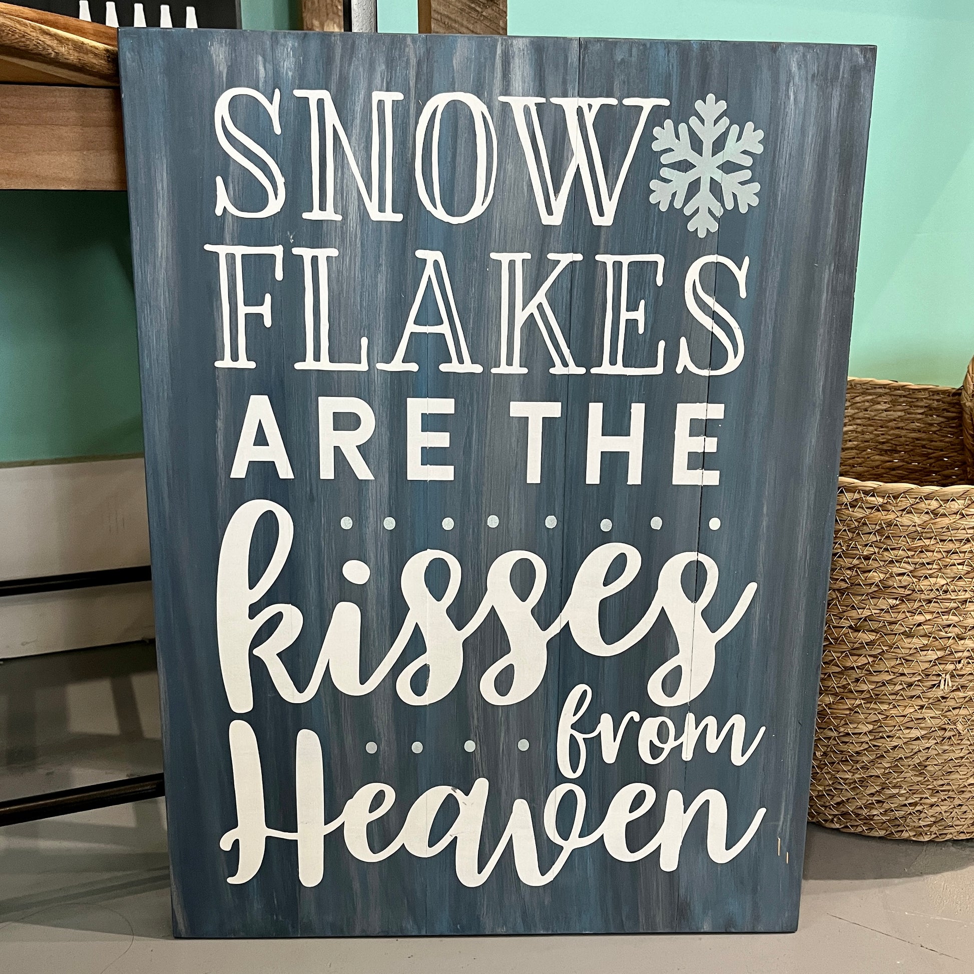 PAINTED - Snowflakes Are The Kisses From Heaven (15x20") - Paisley Grace Makery