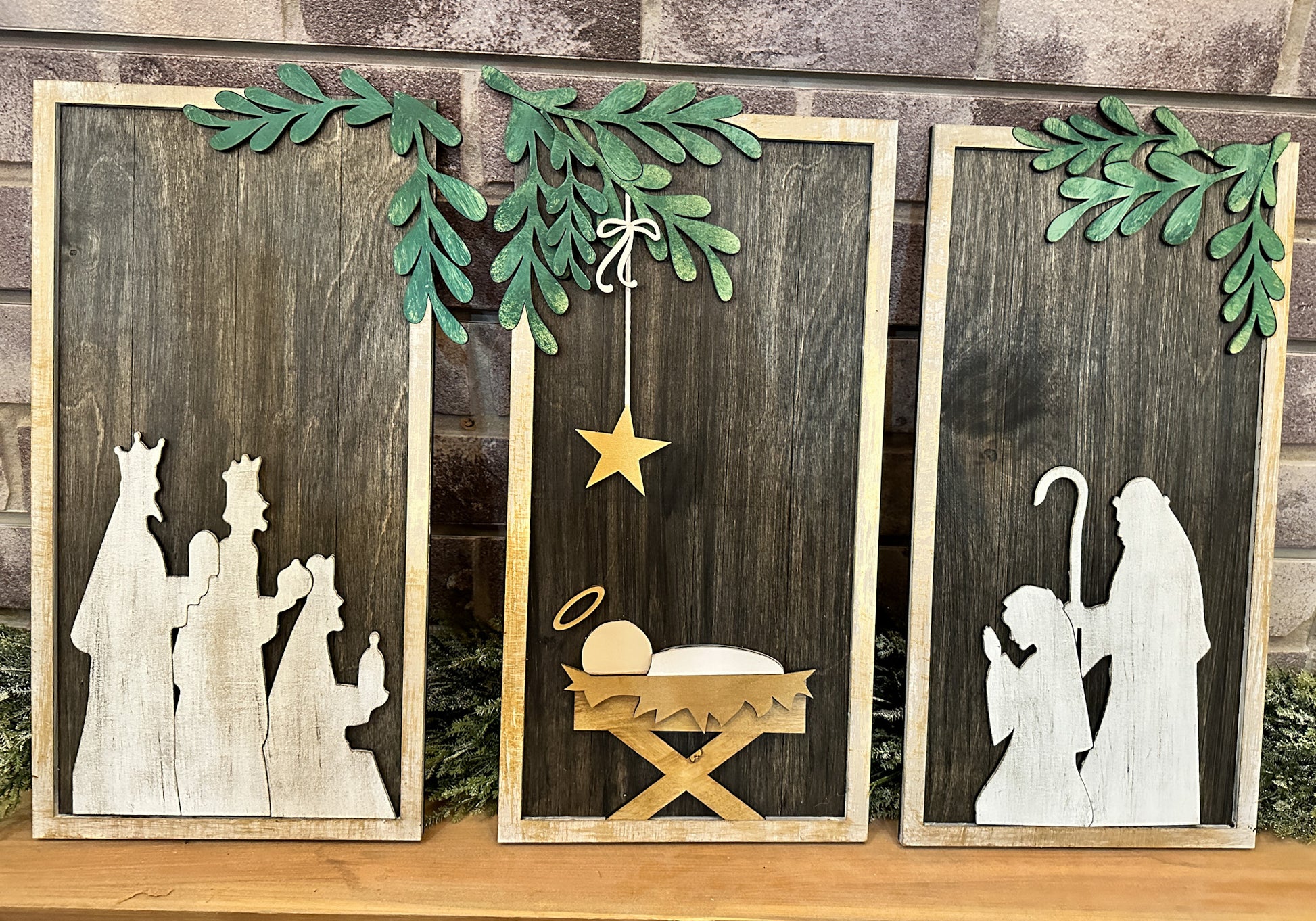 Painted - Primitive Nativity Trio - Paisley Grace Makery
