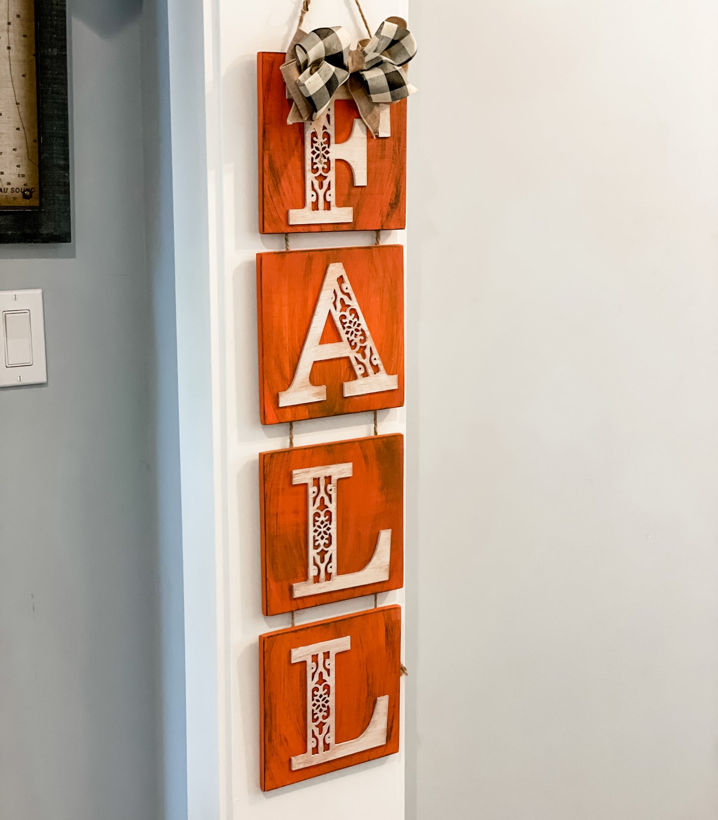 Fall Hanging Letter Block Sign with Bow - Paisley Grace Makery