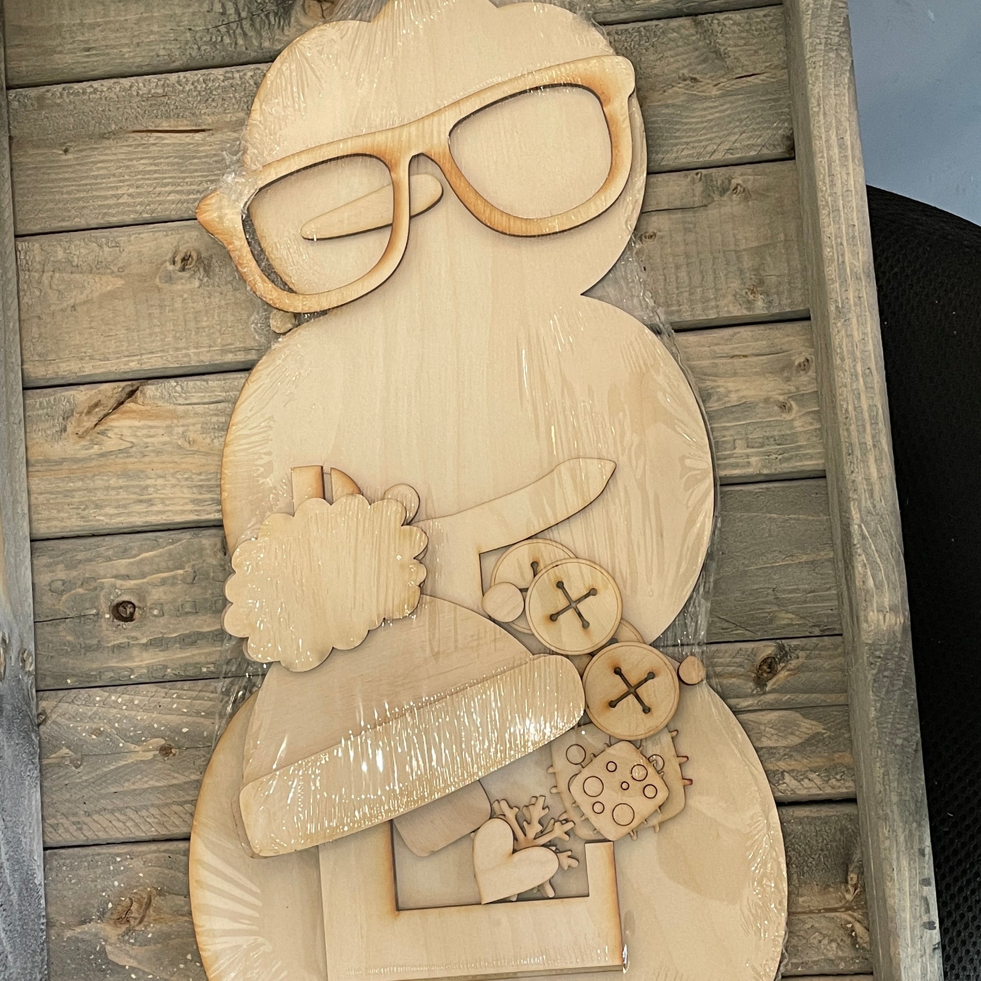 Large Snowman Set with Glasses Mini Sign Laser Craft - Paisley Grace Makery