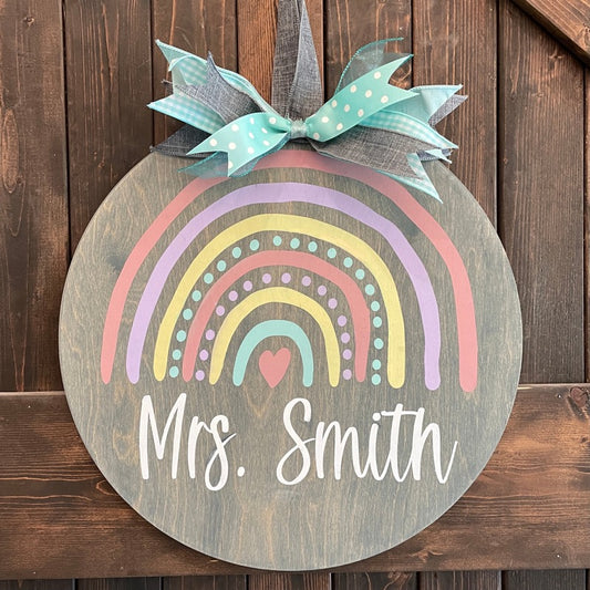 Boho Rainbow Personalized Name: Round Design & Swappable Design - Paisley Grace Makery