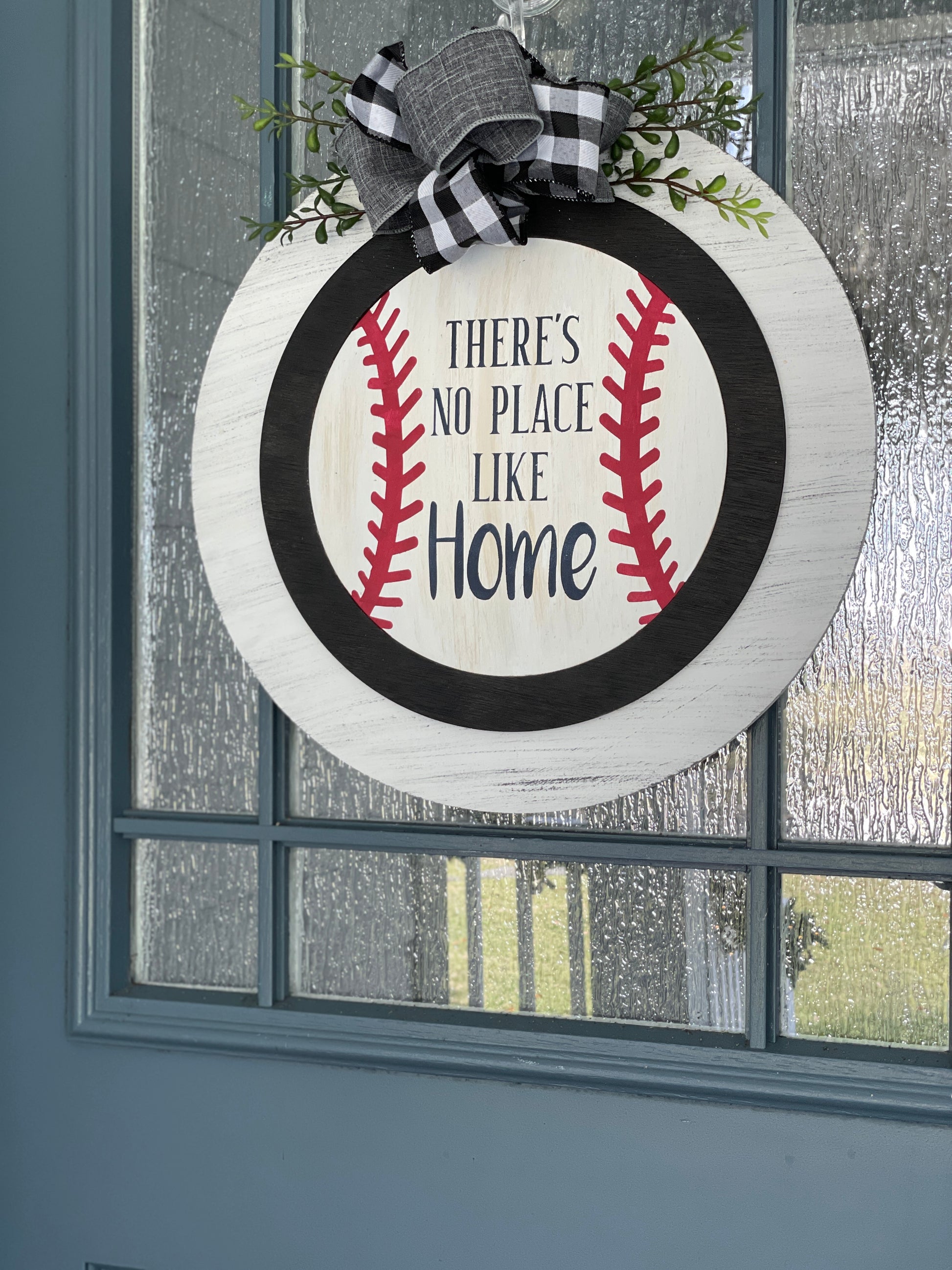 There's No Place Like Home Baseball: Swappable Round Door Hanger Insert - Paisley Grace Makery