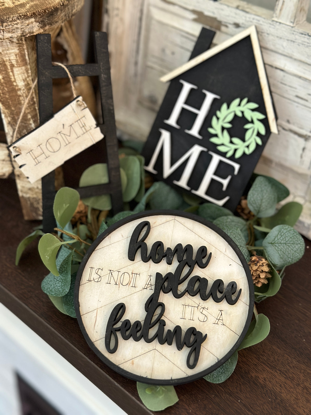 Home is not a place it's a feeling - Laser Cut Tiered Tray Set