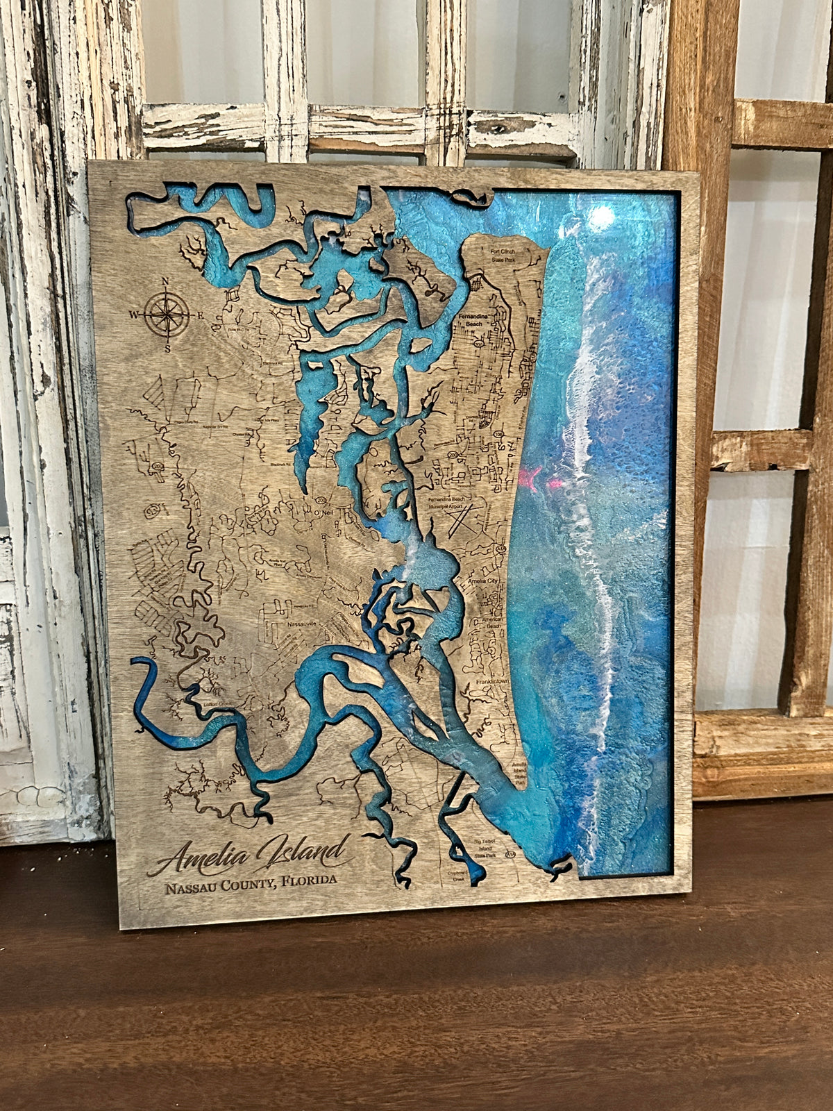 Amelia Island Epoxy Poured Sign - Paisley Grace Makery
