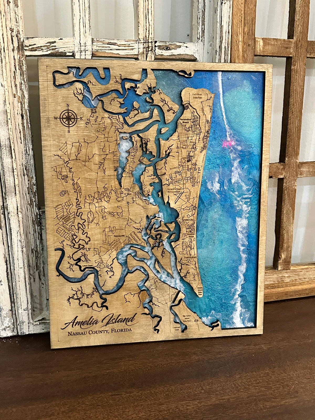 Amelia Island Epoxy Poured Sign - Paisley Grace Makery