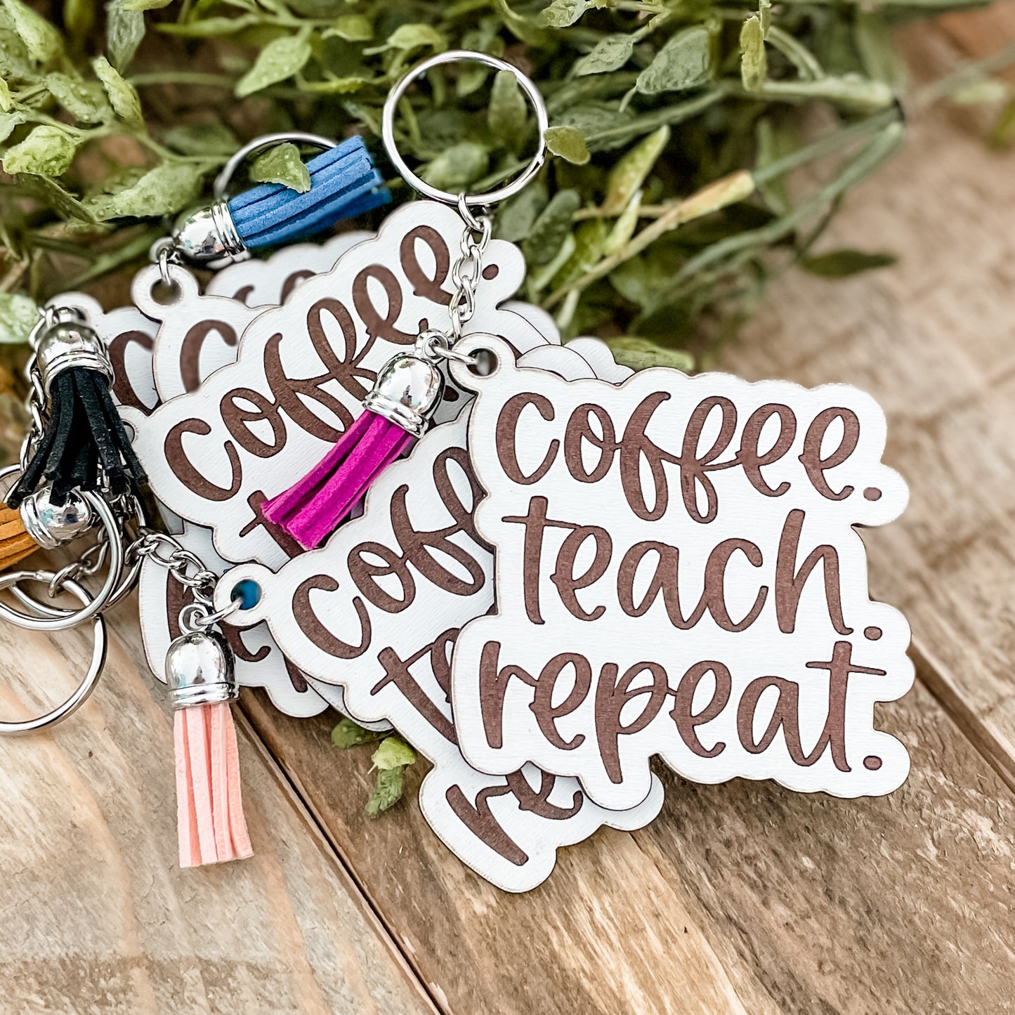 Coffee. Teach. Repeat. Keychain - Paisley Grace Makery