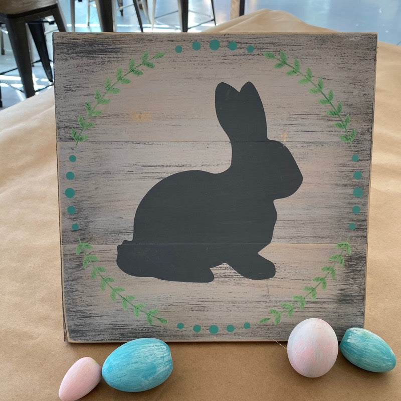 Bunny with Wreath: SQUARE DESIGN - Paisley Grace Makery