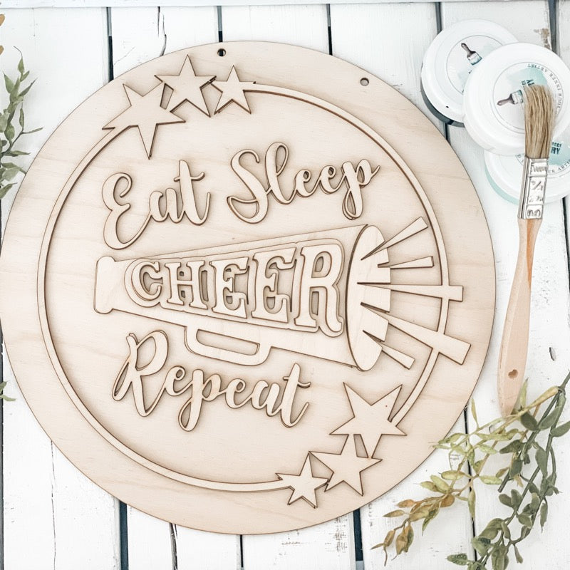 Cheer Eat Sleep Repeat: Small Round - Paisley Grace Makery