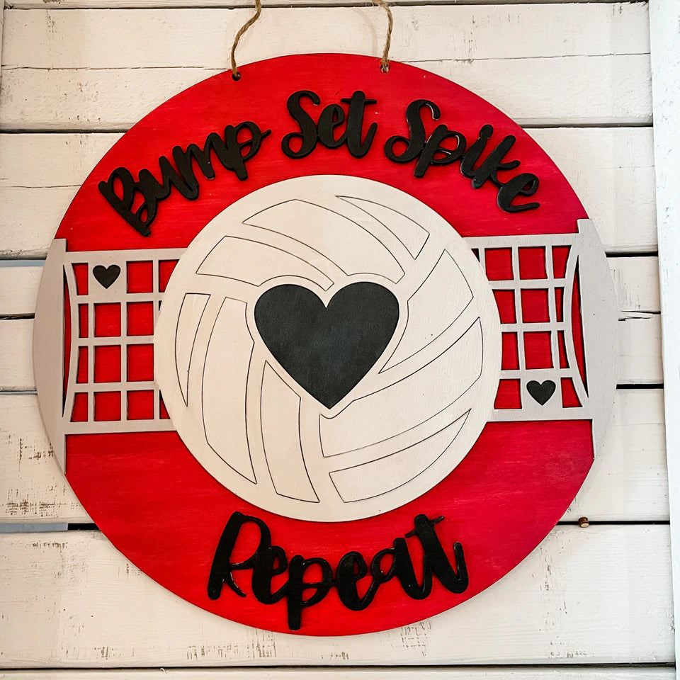 PAINTED- Bump Set Spike Repeat: Small Round Youth Door Hanger - Paisley Grace Makery