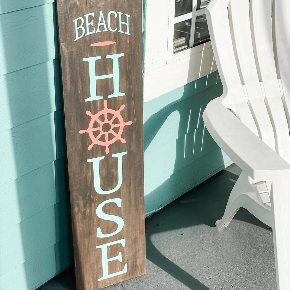 PAINTED Beach House Vertical 10x36" - Paisley Grace Makery