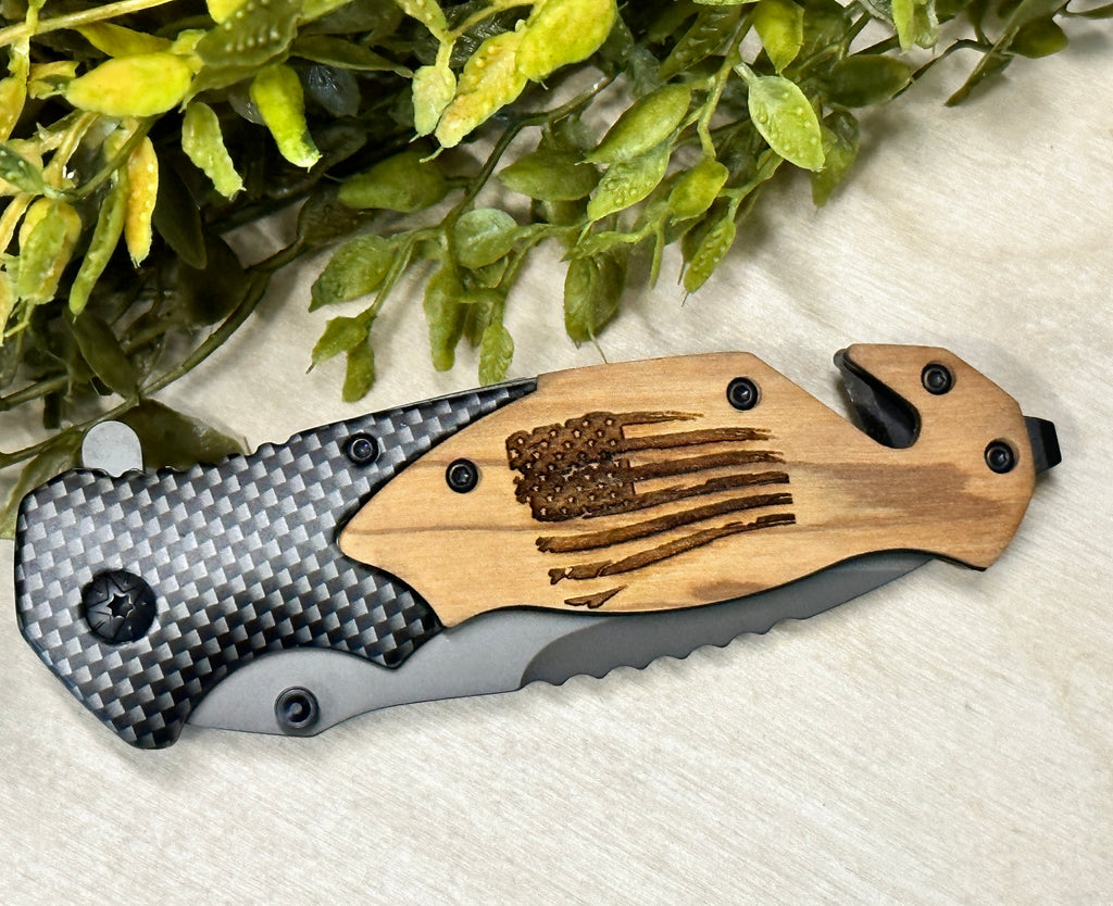 Laser Engraved Pocket Knife - Paisley Grace Makery