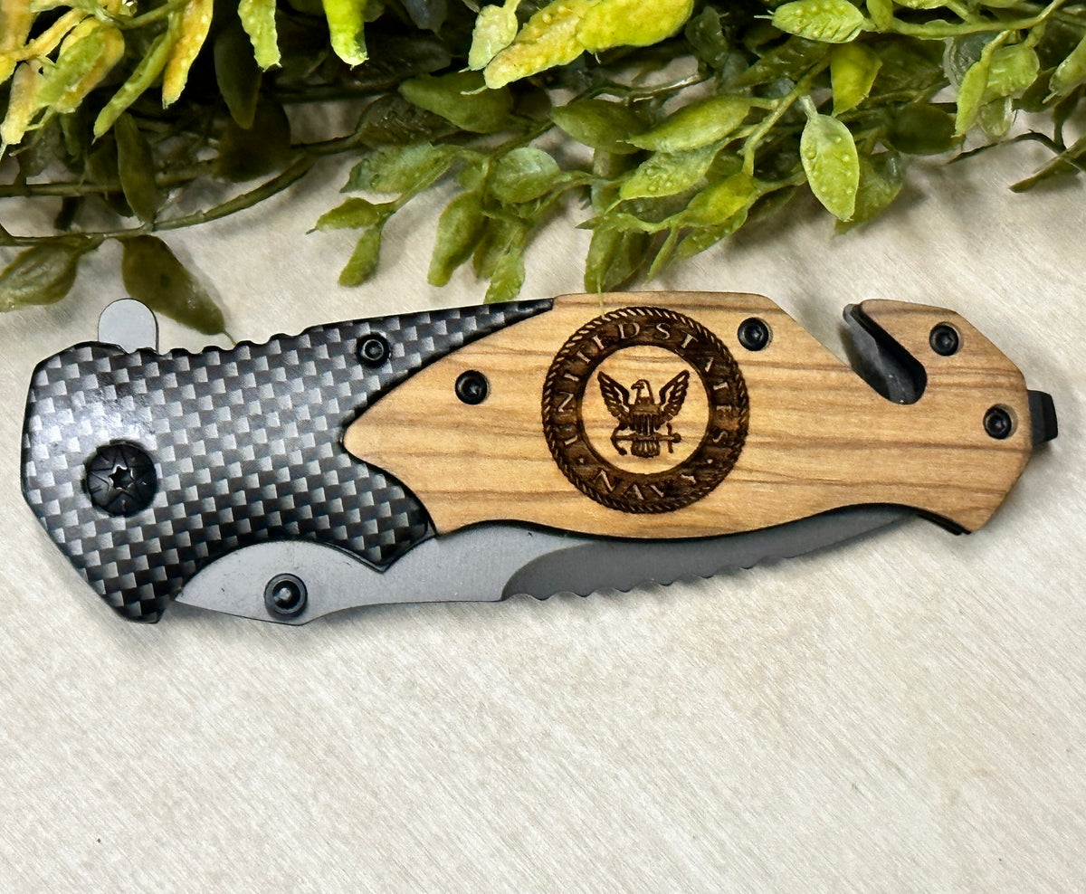 Laser Engraved Pocket Knife - Paisley Grace Makery