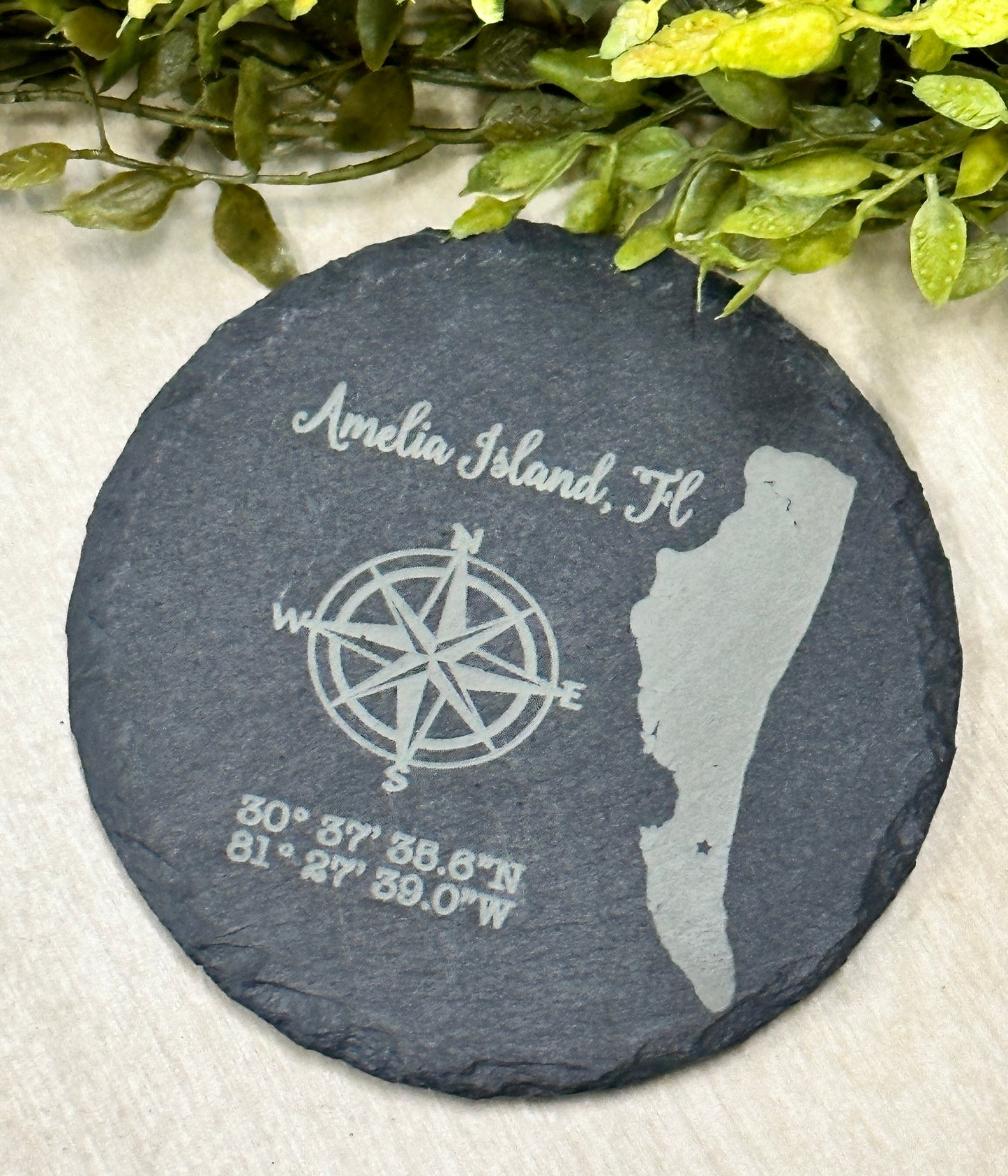 Amelia Island Slate Coaster - Paisley Grace Makery