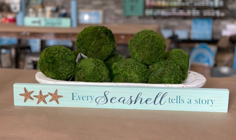 Every Seashell tells a story Long Shelf Sitter - Paisley Grace Makery
