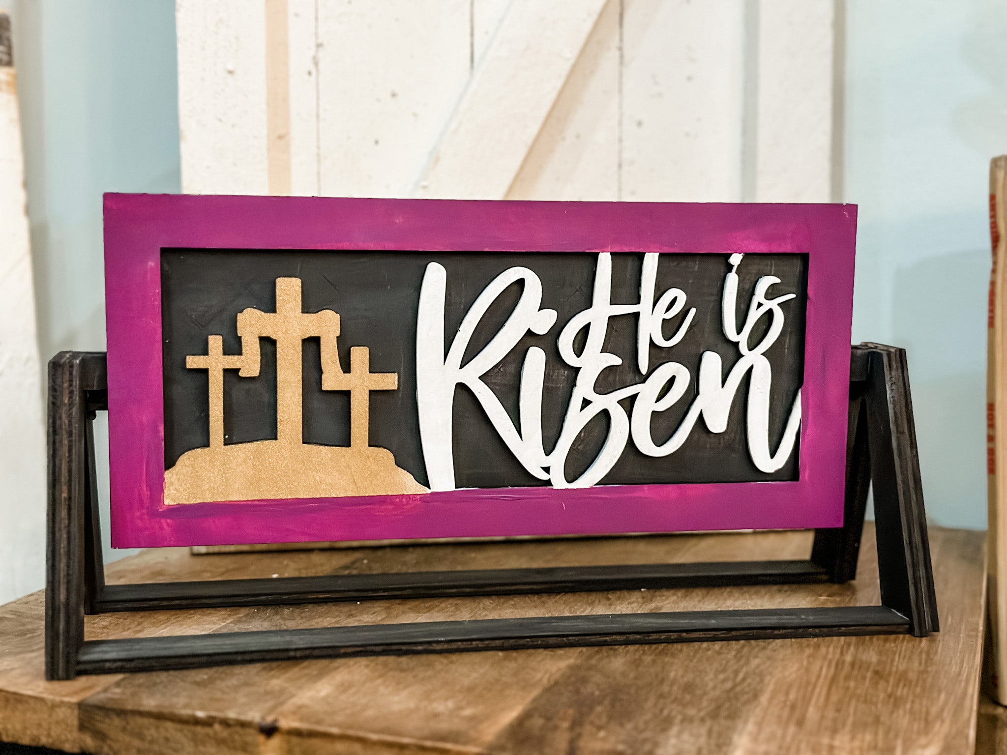 He Is Risen: Shelf Stand Sign Insert - Paisley Grace Makery