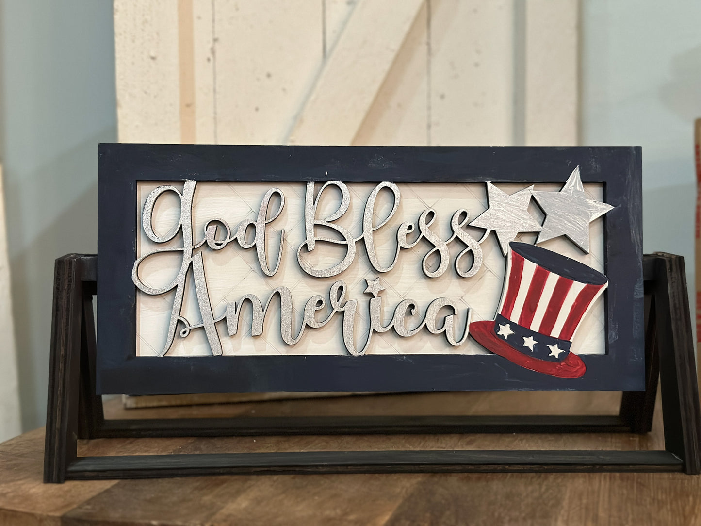 God Bless America: Shelf Stand Sign Insert - Paisley Grace Makery