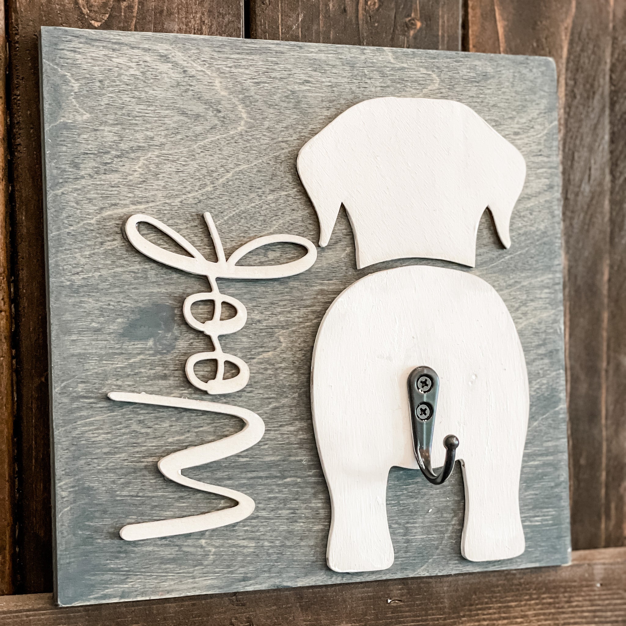 Woof Leash Holder: 3D Sign - Paisley Grace Makery