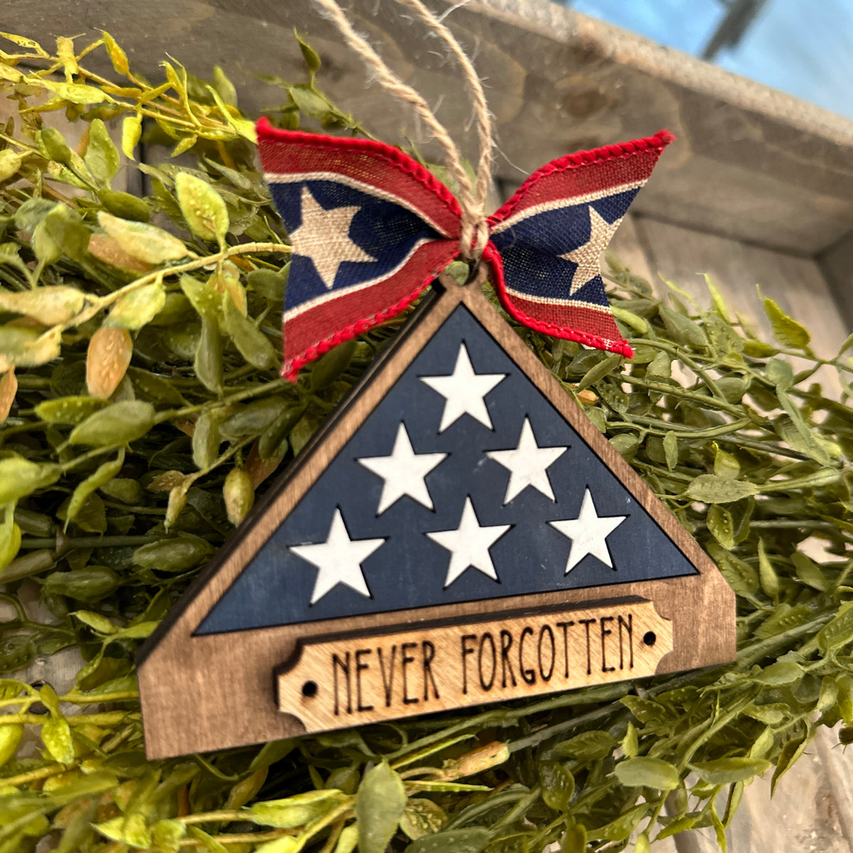 Never Forgetten Folded Flag Ornament P2289