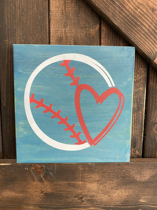 PAINTED - Baseball with Heart - Paisley Grace Makery