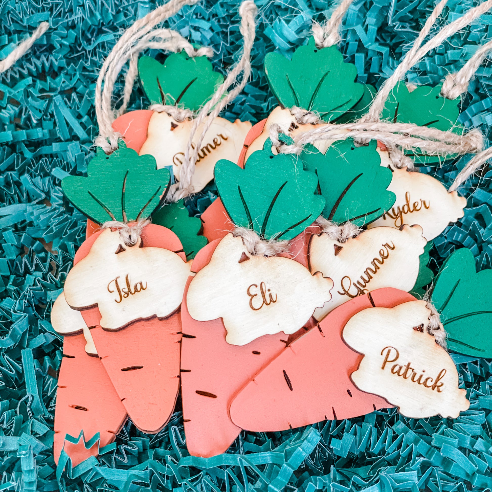 Carrot and Bunny Personalized Easter Tags - Paisley Grace Makery