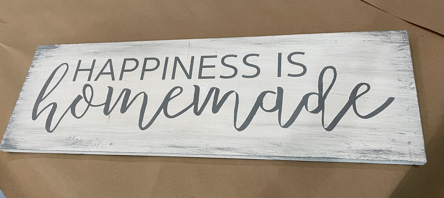 PAINTED Happiness is Homemade 8x24" Plank - Paisley Grace Makery