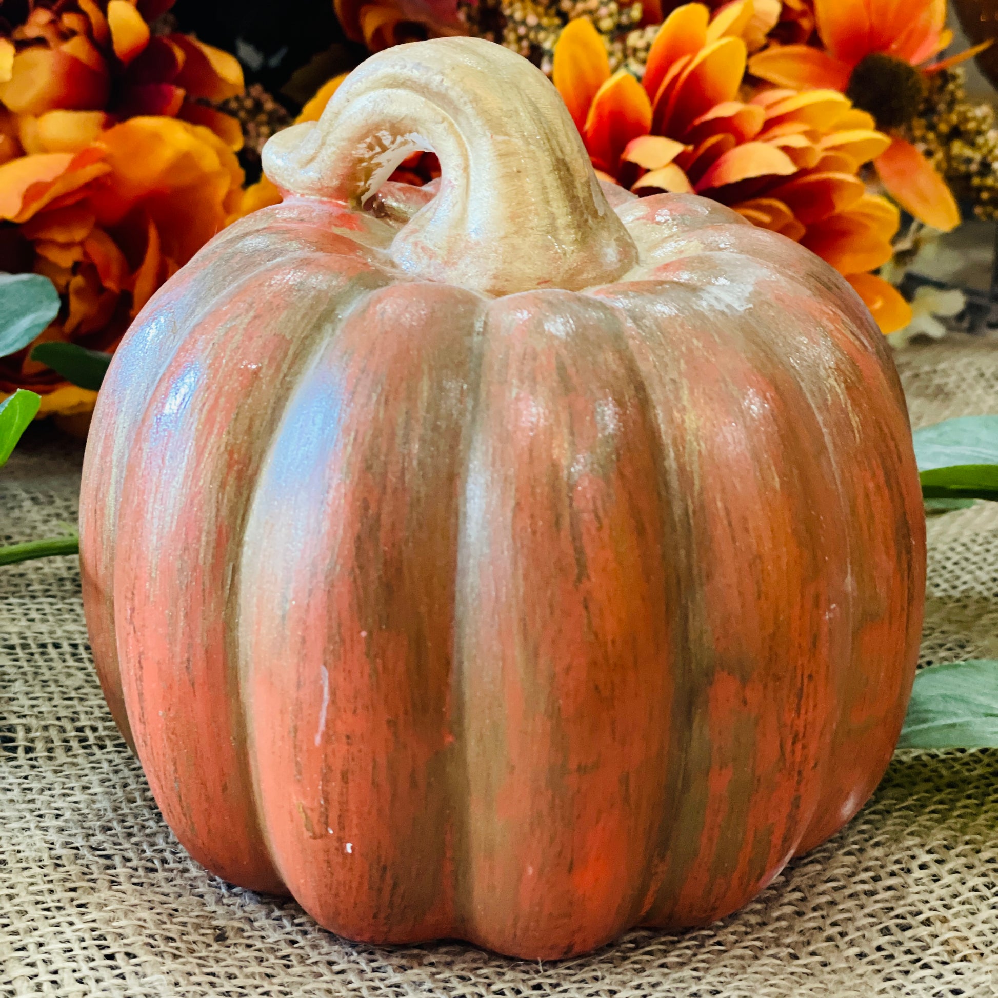 PAINTED Ceramic Chunky Gourd Pumpkin - Paisley Grace Makery
