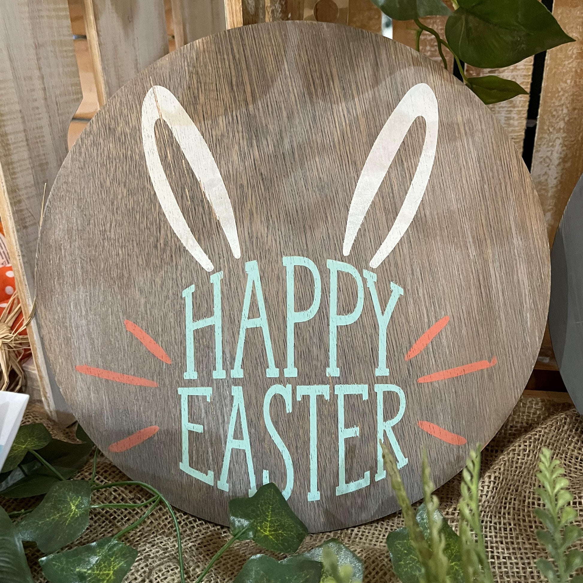 PAINTED - Happy Easter Bunny Ears Swappable Disc - Paisley Grace Makery
