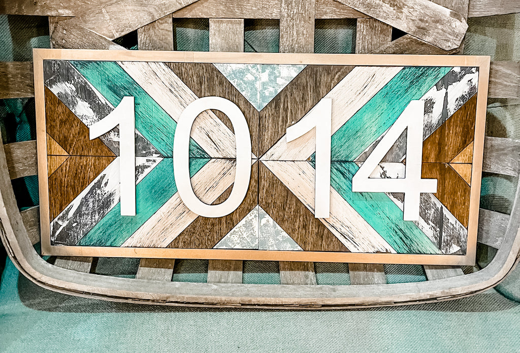 Address Numbers with Quilt Background P2276 3D Laser Cut Sign