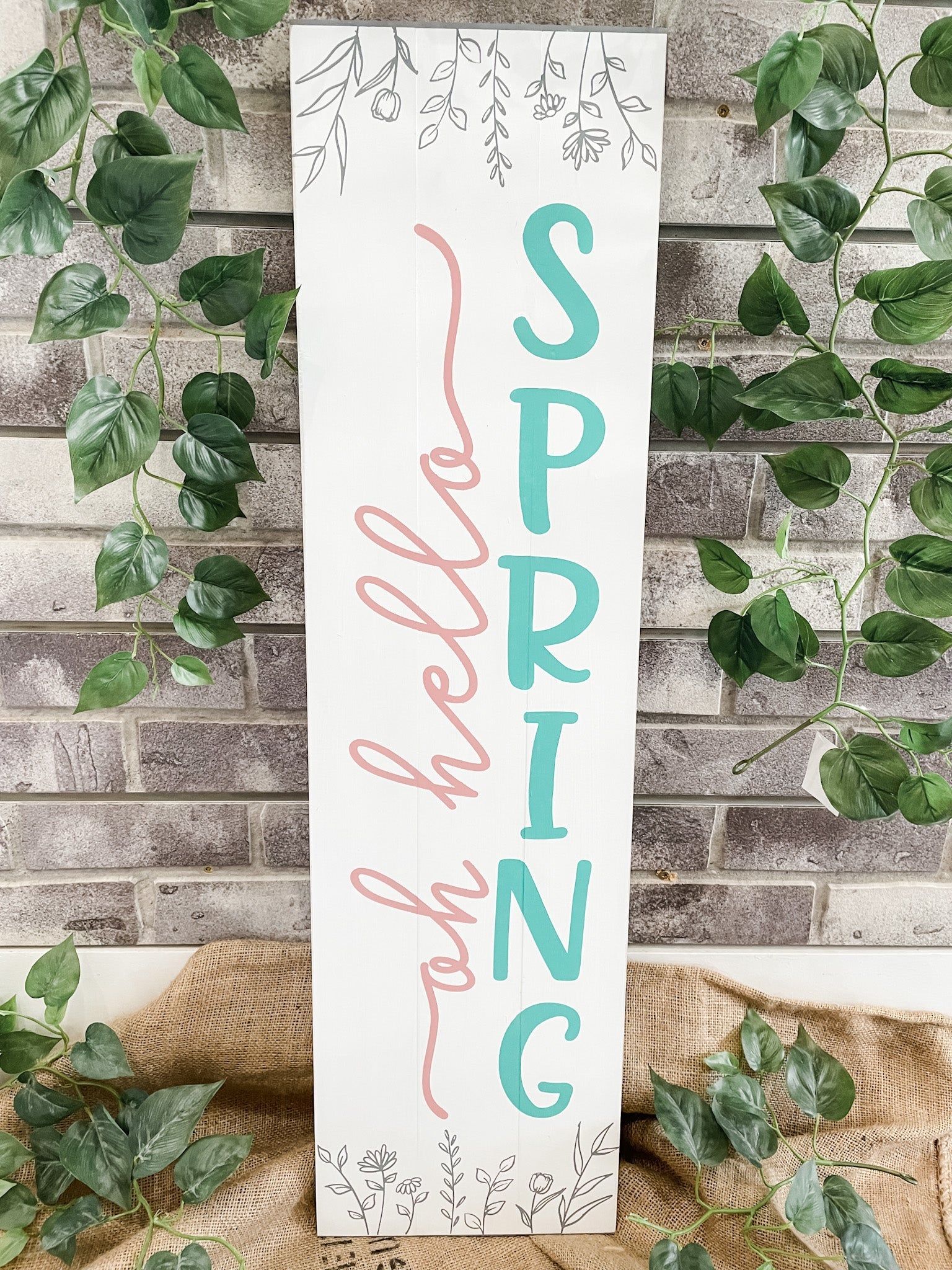 PAINTED Oh Hello Spring Medium Plank 10x36