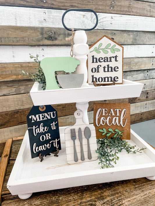 Kitchen Heart of the Home Tiered Tray Set: Tiered Tray Decor - Paisley Grace Makery